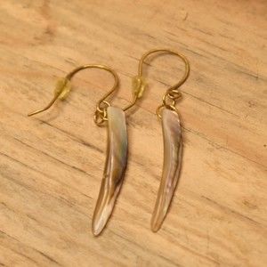 Artisan Mother of Pearl Dagger Earrings with Handforged Earwires